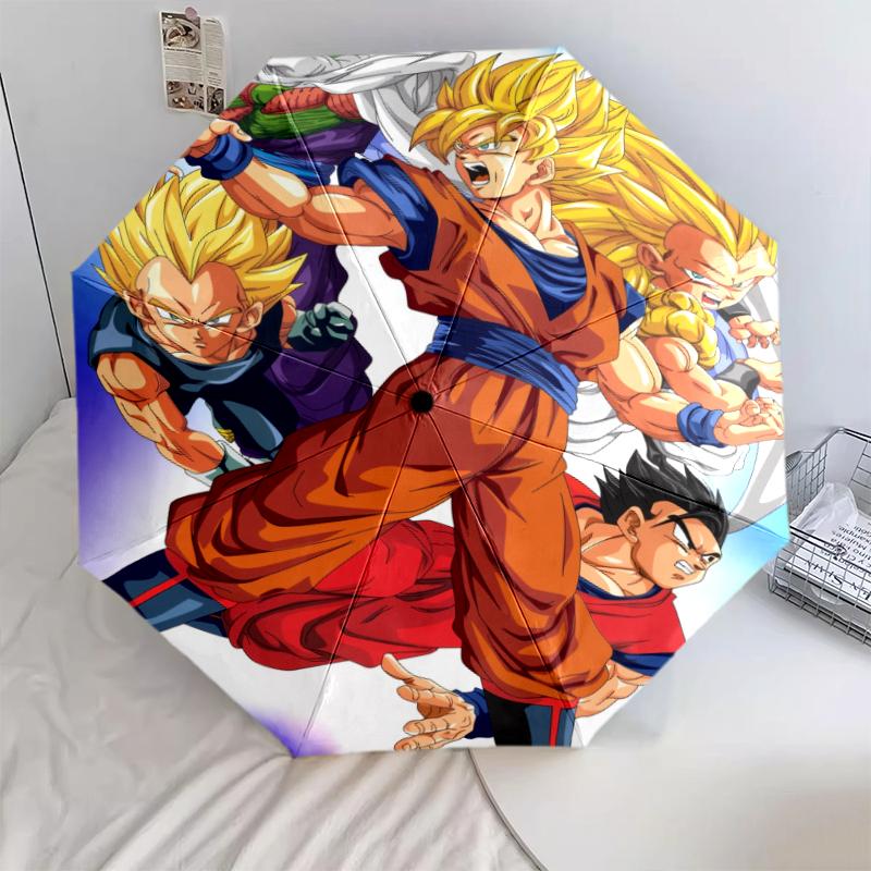 Vzor Goku Dragon Ball, automatický skládací deštník, přenosný a skládací design, 8 žeber, vánoční nebo narozeninový dárek.