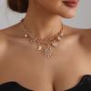 European and American jewelry retro ethnic wind sunflower necklace women's fashion multi-element moon love necklace