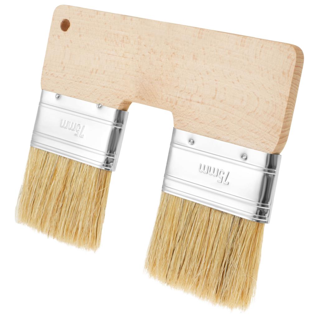 Doppelter Pinsel U-förmiger Doppel-Farb-Pinsel Wiederverwendbarer Doppel-Kopf-Malpinsel mit Holzgriff Doppel-Farb-Pinsel 7,68 Zoll