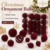 Velvet Christmas Ornament Balls Set 48PCS Plastic Flocked Baubles DIY Christmas Tree Decor Holiday Home Party Hanging Decor