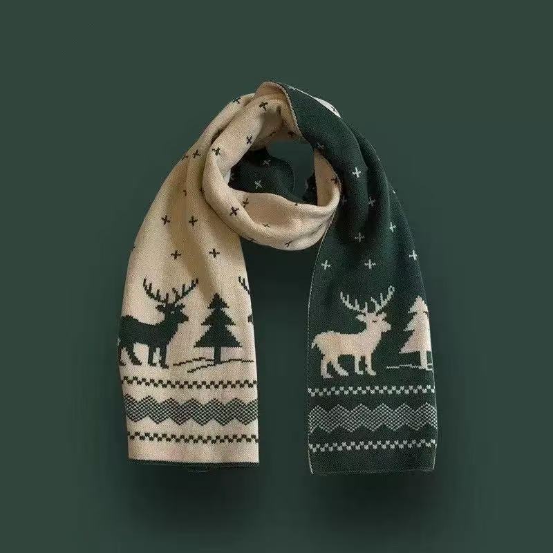 Autumn and winter Korean version of couple's warm plaid double-sided imitation cashmere scarf super long knitted thickened student scarf women