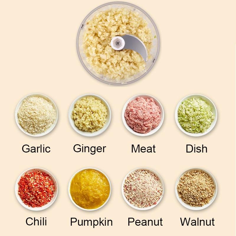 Vylepšený chytrý elektrický mini sekáček na potraviny, česnek, zeleninu, mlýnek na maso, drtič, lis na ořechy, ovoce, dobíjecí