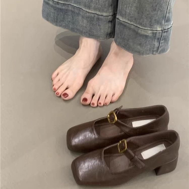 Retro Mary Jane Shoes Women's Autumn 2025 New Temperament Elegant Buckle Thick Heel High Heel Evening Shoes Women