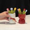 Creative and Cute Flowers Tulip Stainless Steel Fruit Fork Cutlery Fork Cartoon Bouquet Storage Set Food Decoration