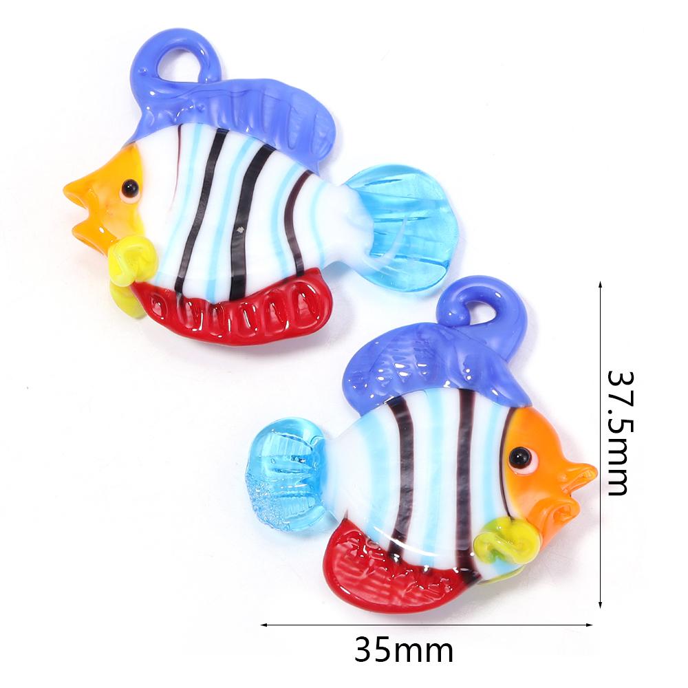 2pcs/Lot 3D Tropical Fish Animal Lampwork Charms For Jewelry Making Tiny Statue Ornaments Aquarium Decor DIY Necklace Pendant