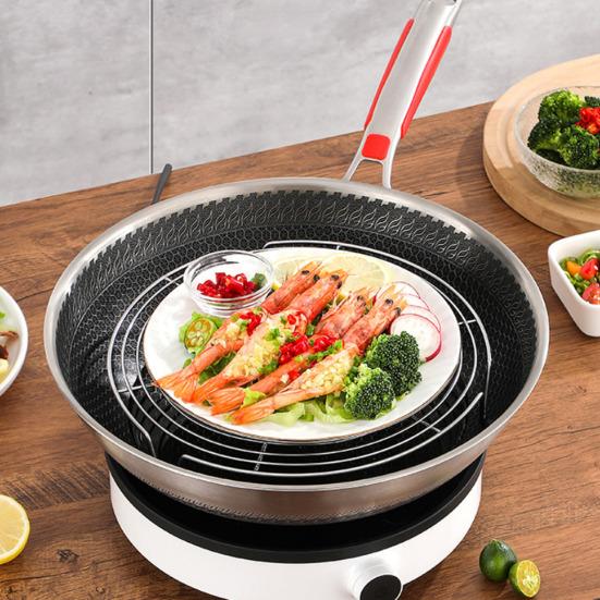 Stainless Steel Round Steamer Rack Dishwasher Safe Multifunction Baking Steaming Roasting Cooking Rack Kitchen Gadget