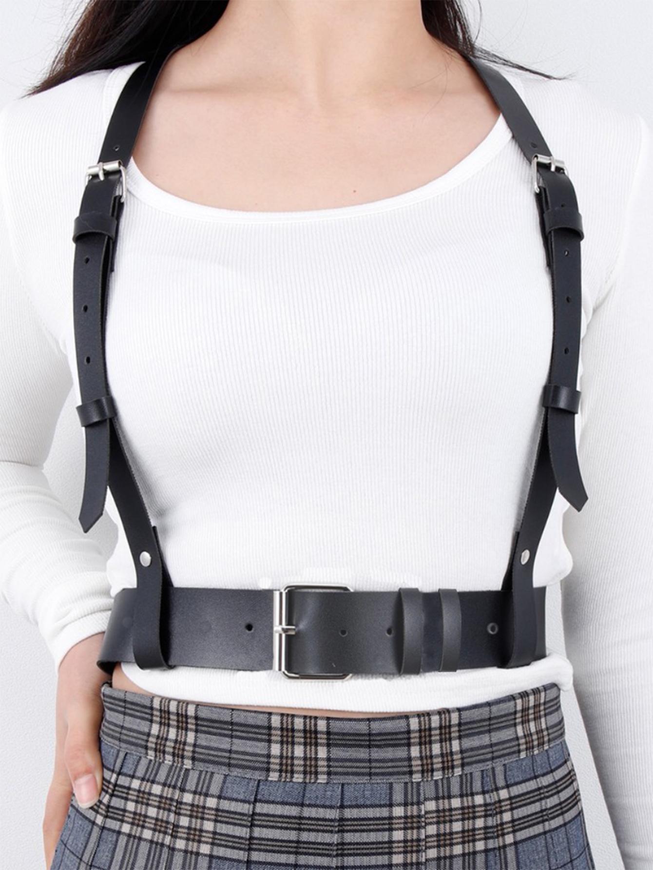 Черный Кожаный Боди-Шлейка Пояс - Регулируемые Панк Поясные и Плечевые Ремни для Женщин, Сексуальный Модный Аксессуар