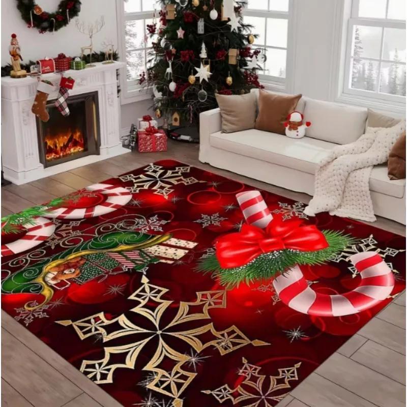 Christmas Welcome Door Mat Flannel Christmas Snowflake Carpet Suitable for Doors Living Room Bedroom Kitchen and Laundry Room