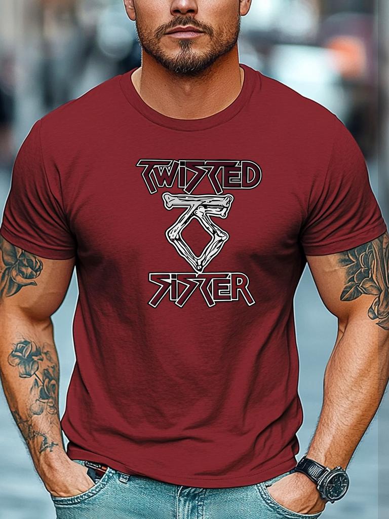 Mens tshirts100 Cotton Twisted Sister Graphic Summer Soft Round Neck Casual Breathable Tee Daily Wear Tops