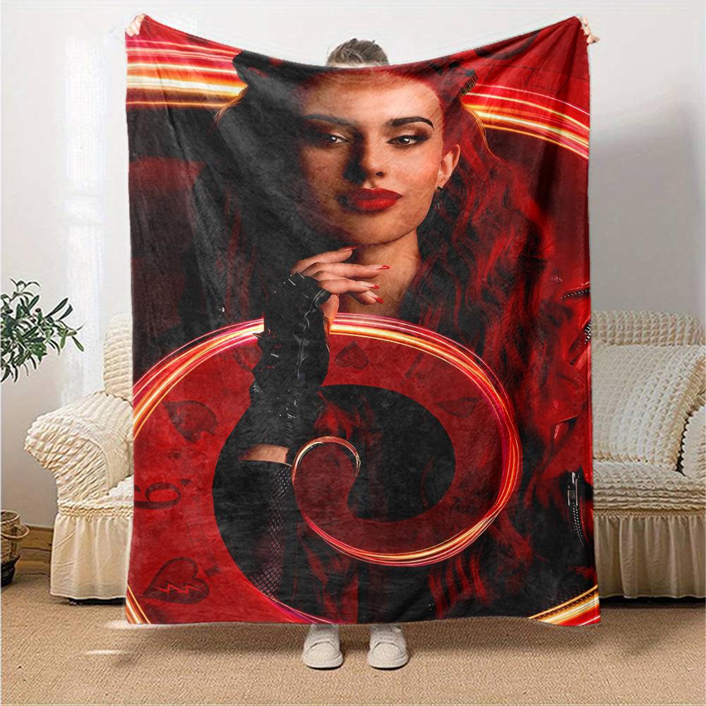 1pc Descendants The Rise of Red1 Blanket, Gift, for Men and Women, Soft Blanket, Good for Sofa Bed Couch Travel, Lightweight Flannel Blanket