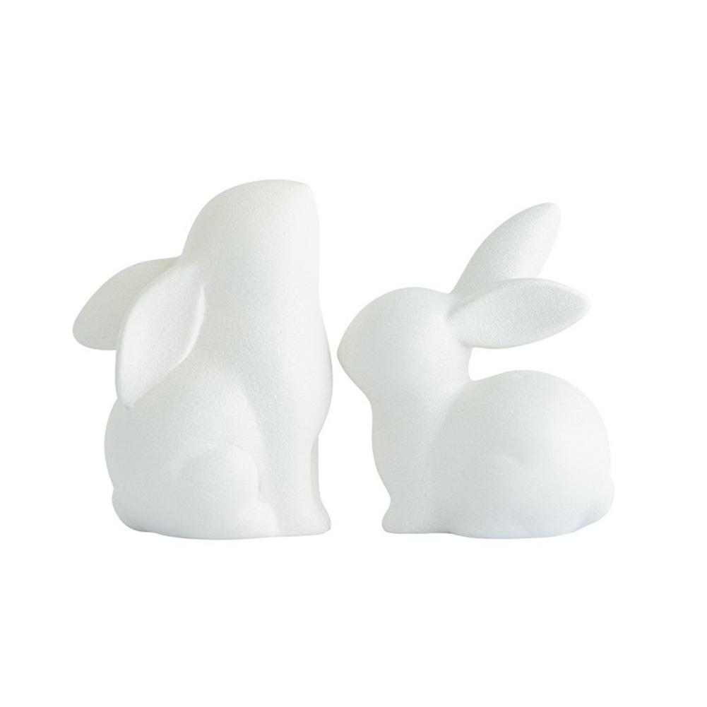 

2 шт. Милый пасхальный керамический кролик, украшение в скандинавском стиле для дома, украшения для гостиной, фигурка кролика, поделка для декора рабочего стола, подарки C