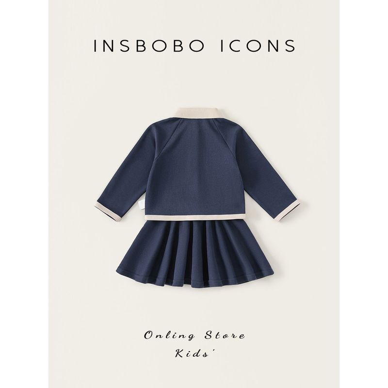 Insbobo Girls' Suit 2026 Spring New Style Baby Girl Suit Dress Girl Long-Sleeved Fashionable Kidsren's Cardigan
