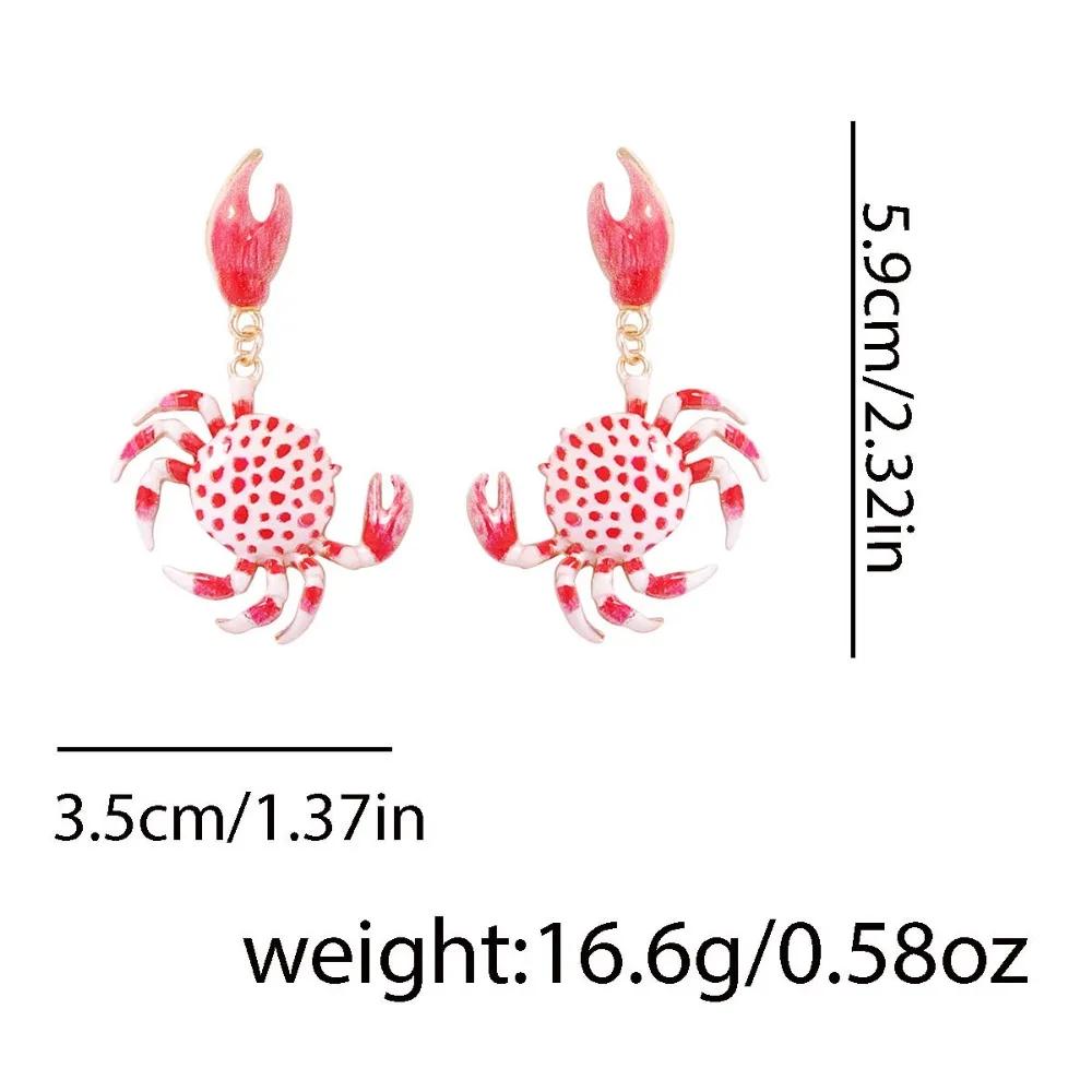 Fashion Summer Beach Vacation Style Cute Color Crab Shape Earrings Women's Unique Earring Female Jewelry