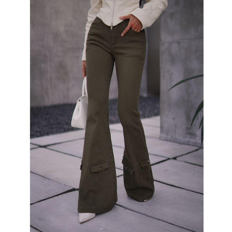 

[Mi Mjhome] Ретро Память Мода Сексуально Стройнящие Слим Повседневные Легче Всего Сочетать Слегка Расклешенные Повседневные Брюки K098 Army Green M