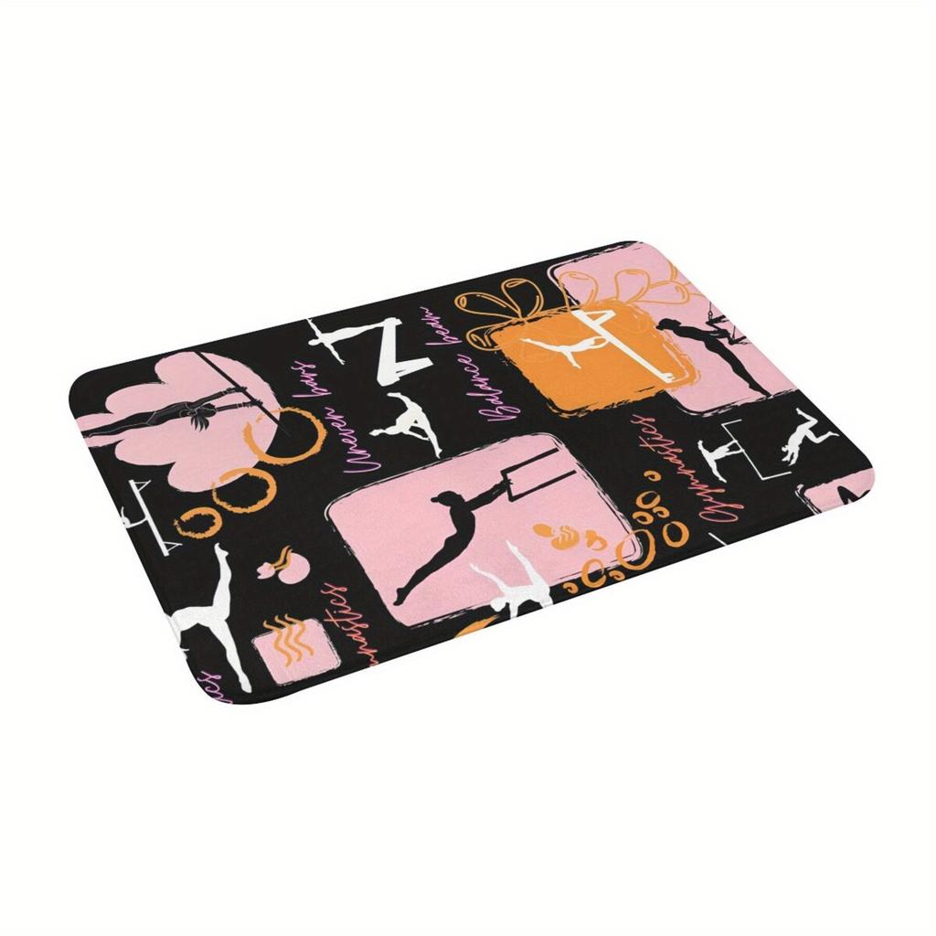 Artistic Gymnastics Silhouette Action Area Rug, Soft Non-Slip Indoor Outdoor Floor Mat for Entrance and Kitchen Decor