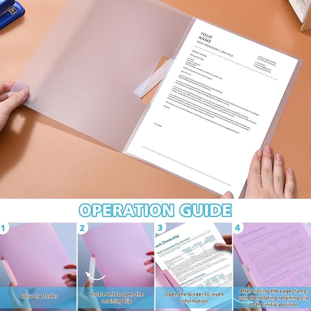 5/10Pcs Plastic Folder with Mid-Side Swing Clip Report Folder Front Presentation Folders for A4 Paper Business Documents Resume