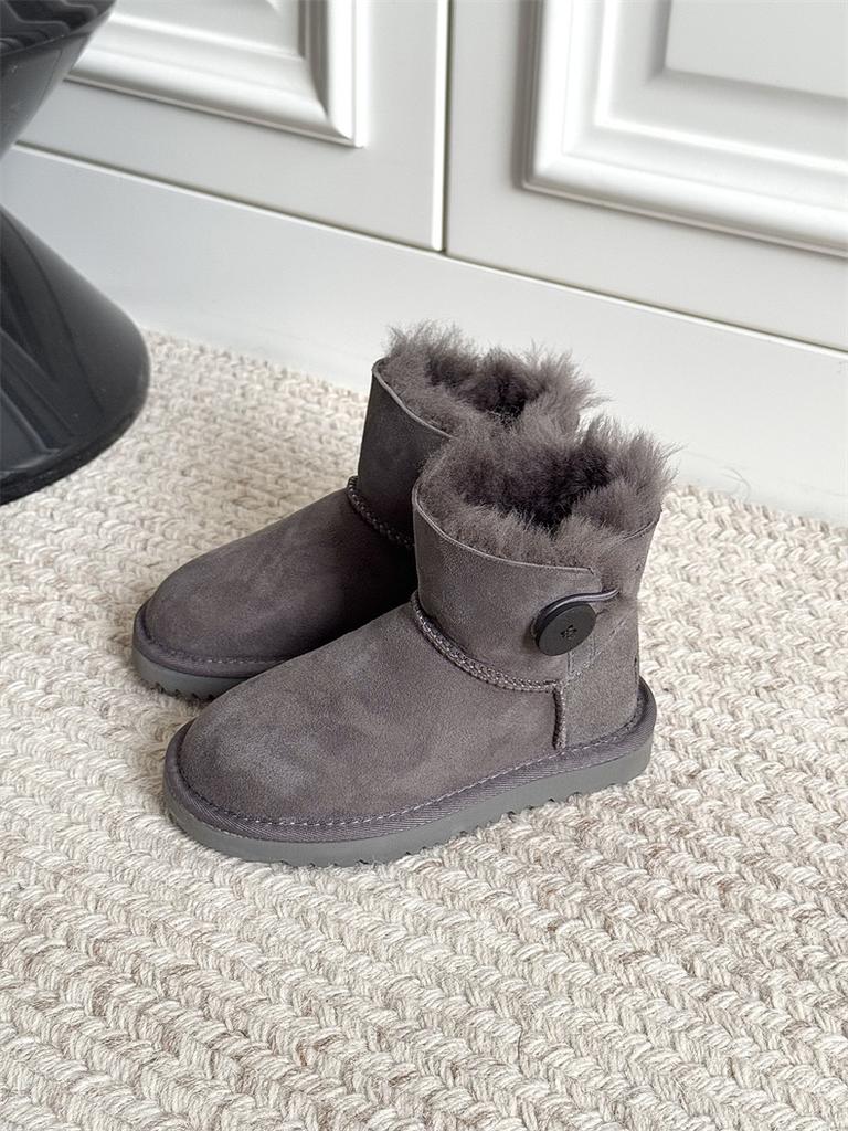 Girls' snow boots 2025 autumn and winter new sheepskin and fur integrated short tube piled thickened warm cotton shoes + children's winter shoes