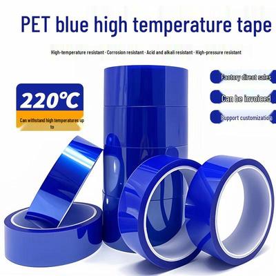 Blue PET High-Temp Resistant Adhesive Tape for PCB, Furniture & Paint Protection - Residue-Free, Single-Sided Masking Tape
