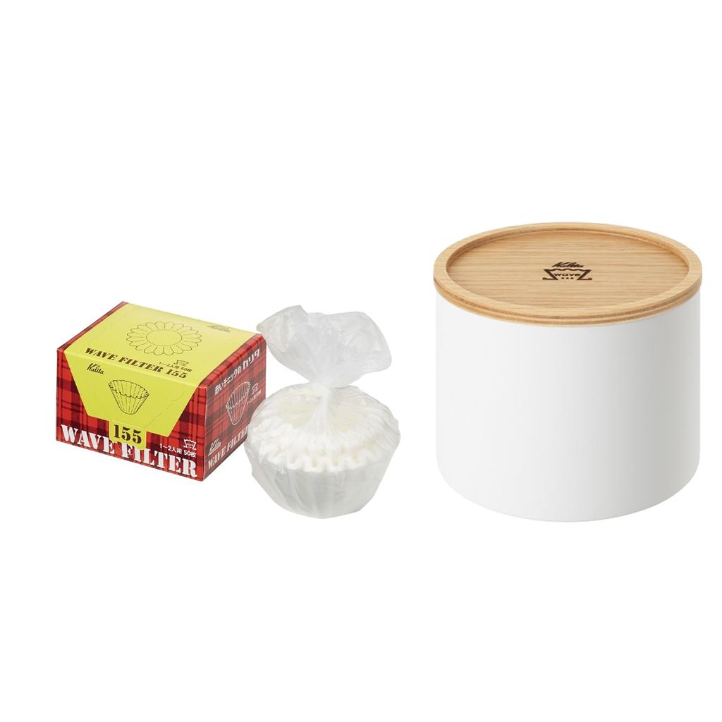 Kalita Coffee Filter KWF-155 (50-Pack) with Wave Filter Case, White