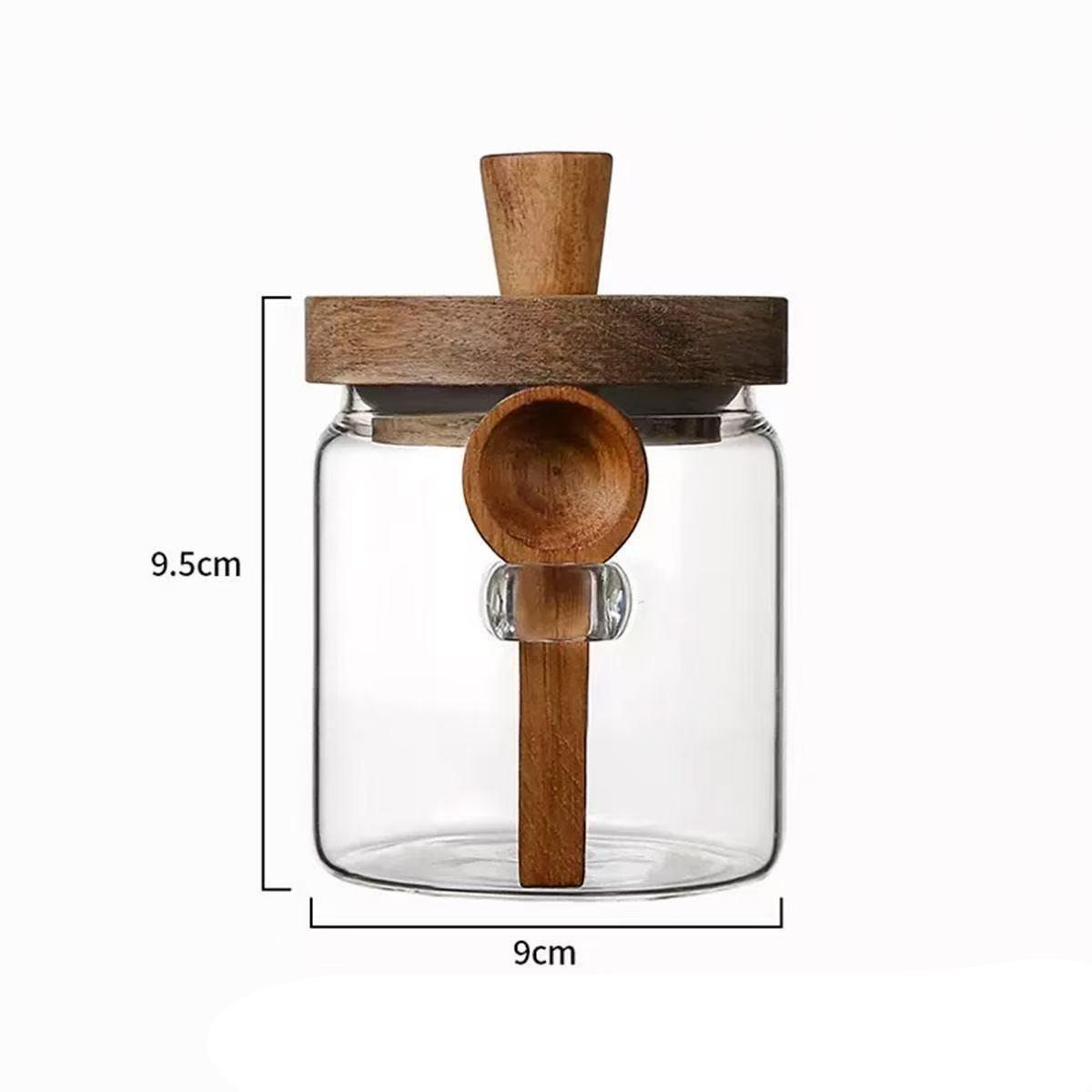 Glass Spice Jar with Wooden Lid & Spoon 400ml