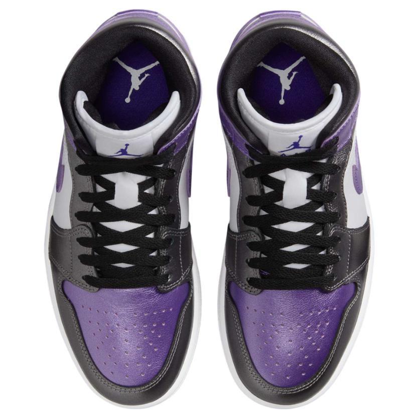 Jordan Air Jordan 1 Slip Resistant Abrasion Resistant Mid top Vintage Basketball Shoes Women's Silver White Purple HJ5911-105