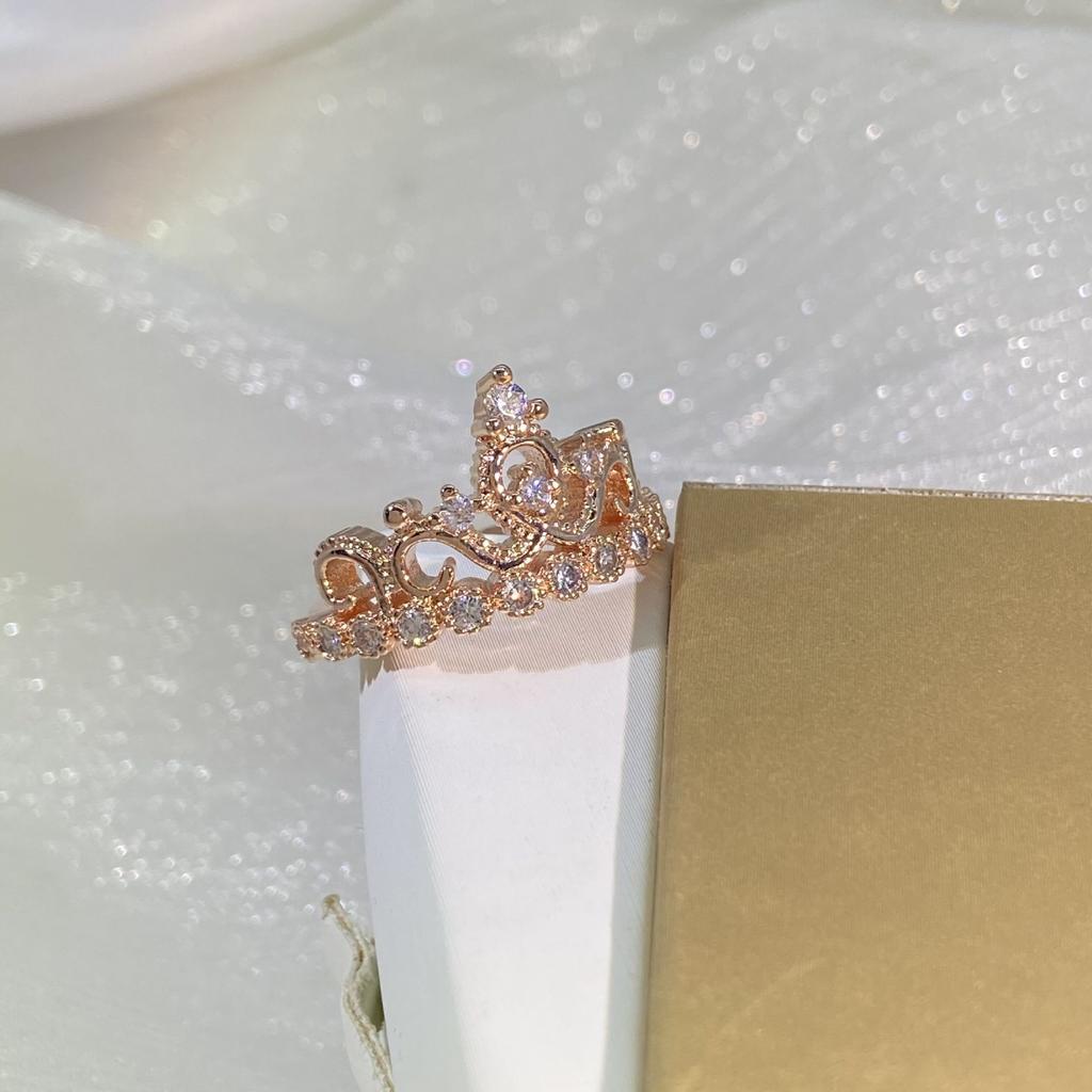 Ring Accessories Electroplated Rose Gold Korean Version Crown Diamond Ring for Women