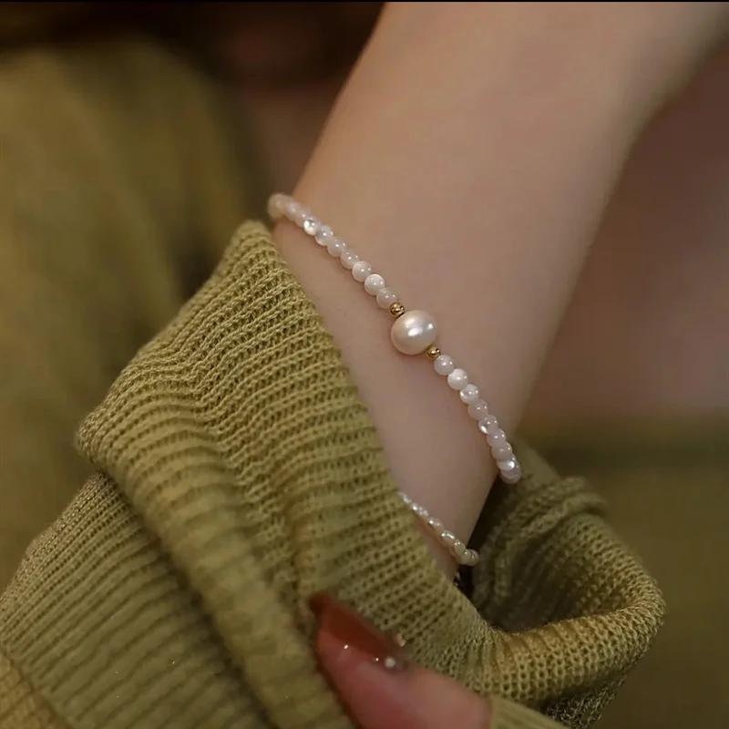 Women Natural Freshwater Pearl White Shell Strand Choker Necklace Elegant Wedding Party Gift Jewelry