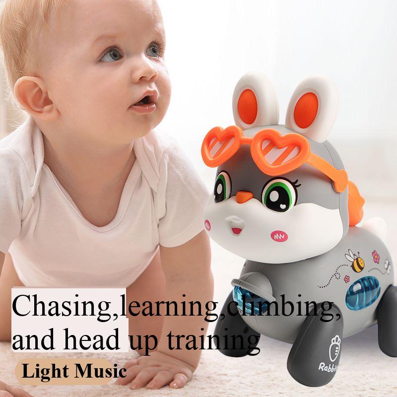 Cute and fun electric toys,crawling light and music,adorable rabbit baby toys, early education intelligence toys, baby toy gifts