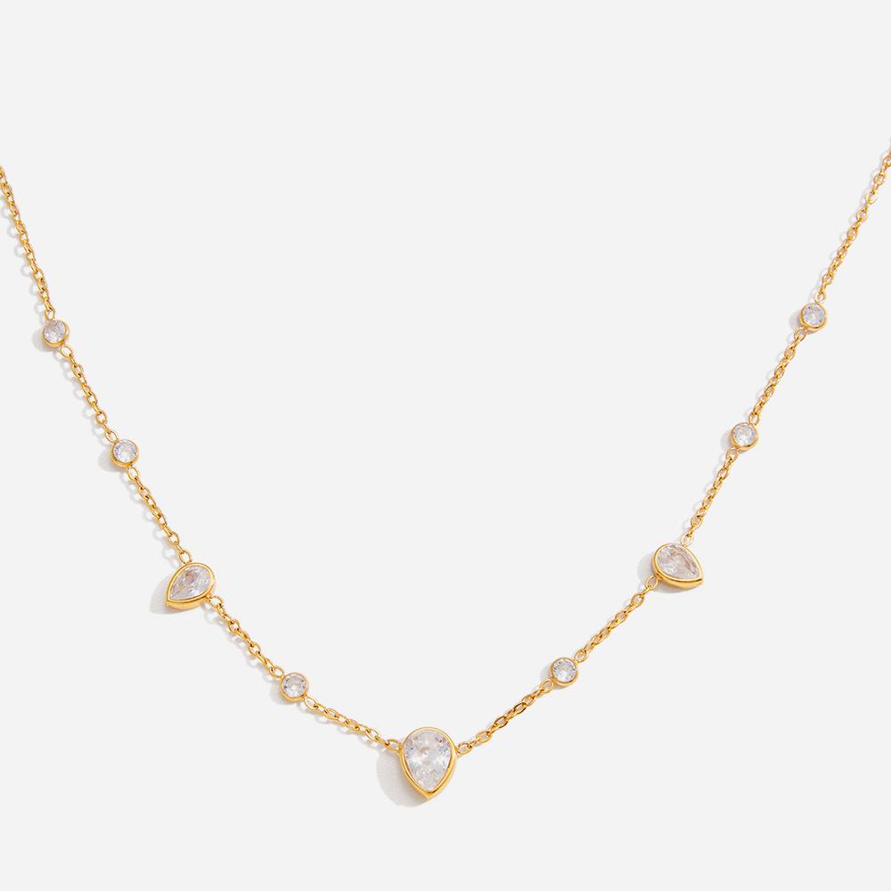 Light Luxury High-end Water Drop-shaped Zircon Necklace Accessories