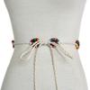 Meier Women's thin belt retro rice jewelry stone stitched braided waist chain
