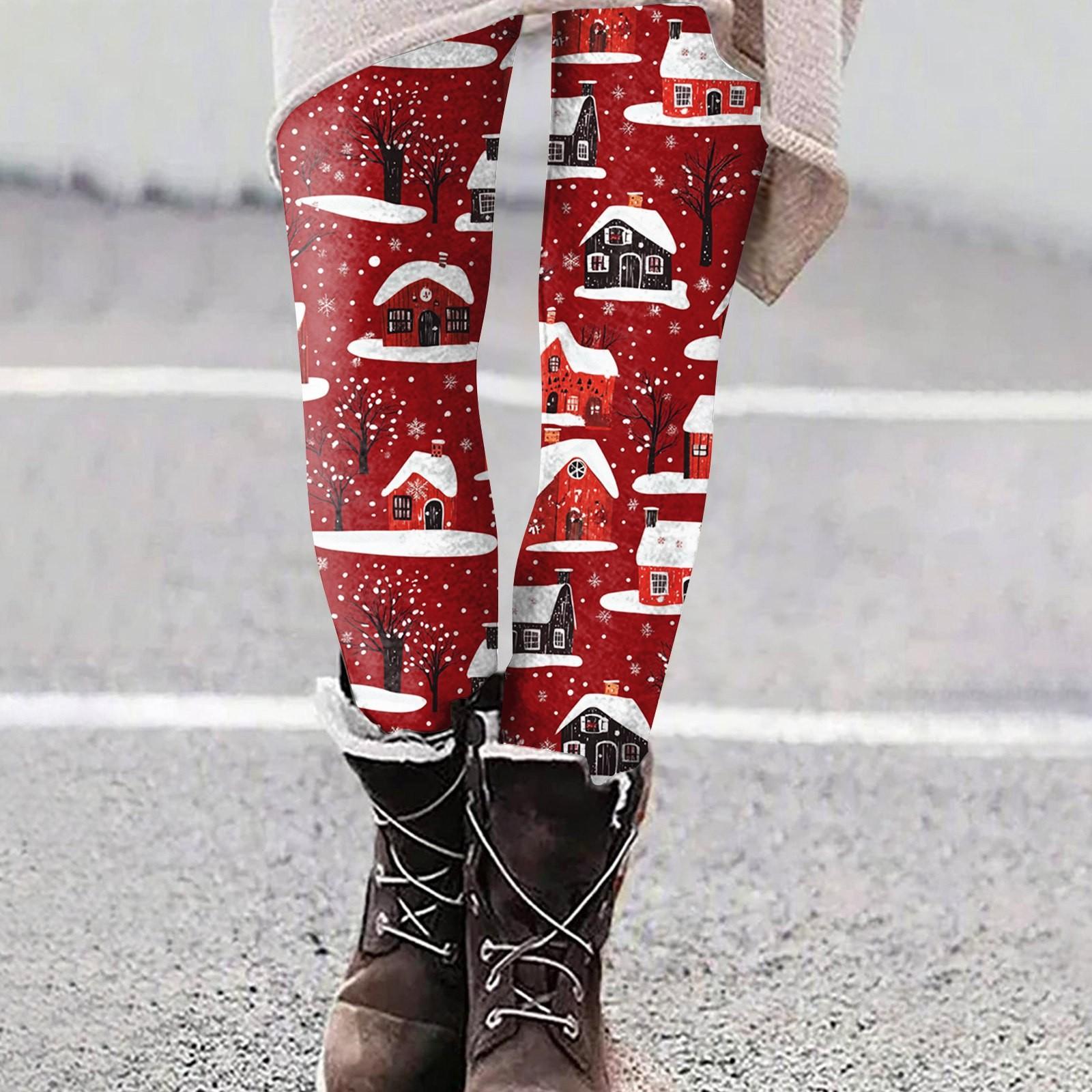 

Женские повседневные уличные брюки с рождественским узором, облегающие эластичные укороченные брюки для йоги XL винный