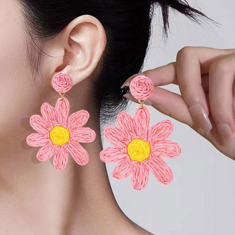 Kolczyki Raffite Flower Wysokiej klasy dodatek z igłą ze srebra