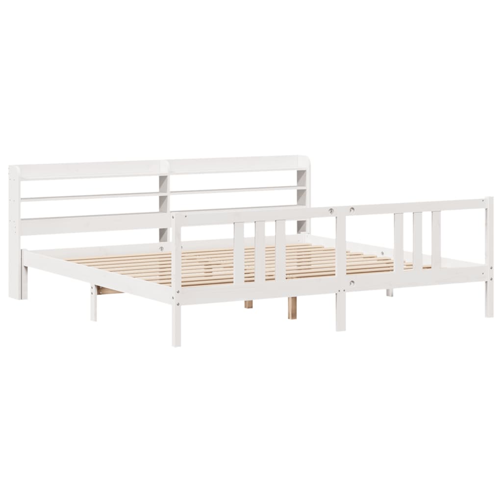 Wooden Bed Frame with Headboard without Mattress White 200x200 cm