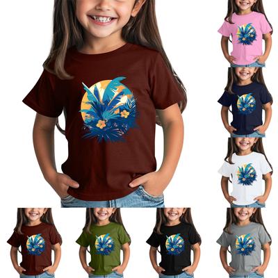 Children's Fashion Daily Printed Round Neck Short Sleeved Casual T-shirt Top