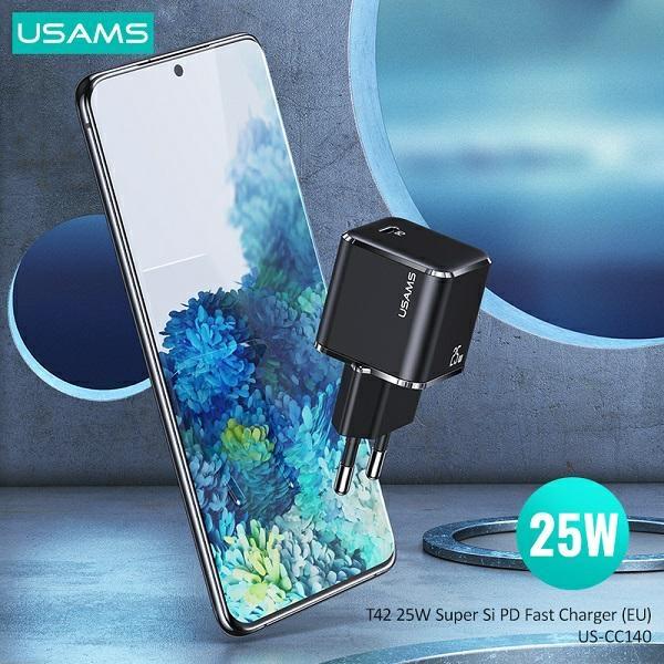Ładowarka sieciowa 25W USAMS Super SI Power Delivery USB-C Czarna