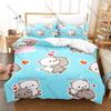 Personality Adorable Peach And Goma Cat Bedding Set New Sweet Couple Printed Duvet Cover Soft Bed Set For Girls Kids Room