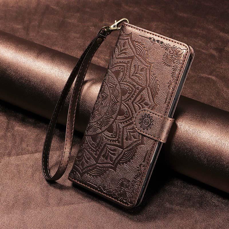 Skórzane Etui Na Telefon Do Motorola Moto G56 G86 G57 G67 G77 G06 Power G15 G05 G35 G55 G75 G85 5G Mandala Kwiat Portfel Klapka