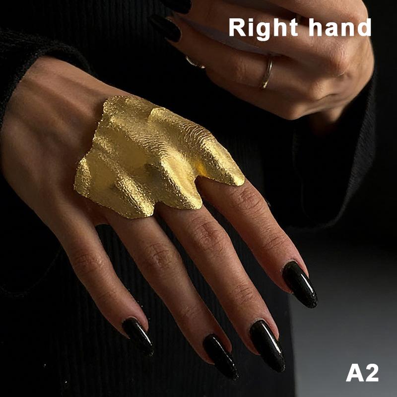 Irregular Texture Ring, Exaggerated Knuckle Ring, Artistic Wide-Band Ring, 3D Pleated Texture Design Adjustable Ring