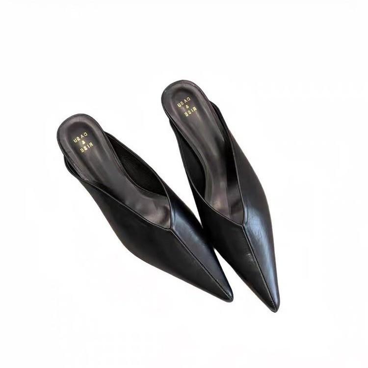 Pu Material Womens Elegant Pointed Toe Mid Heels For Office And Casual Outings