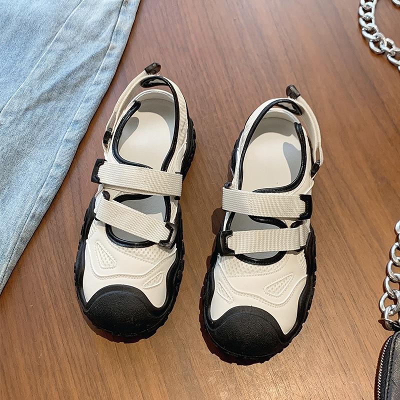 Ugly cute thick-soled bag head sandals for women in summer wear new breathable hollow sports dad hole shoes