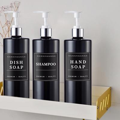 500 ml nachfüllbare, runde Pump-Unterverpackungsflasche mit wasserfesten Etiketten für Shampoo- und Spülungsflaschen in Küche, Bad und Hotel