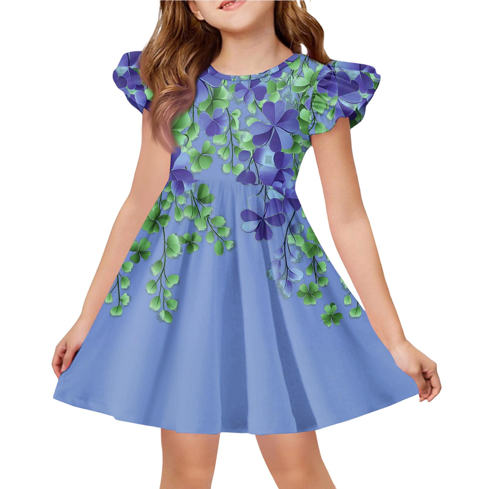 

Girls Summer Princess Dress - A-Line T-Shirt Dress St. Patrick s Day 150 синій