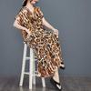 Women's Leopard Print Boho Caftan Dress - Batwing Sleeve V-Neck Rayon Maxi, Flowy Loose Fit Beach