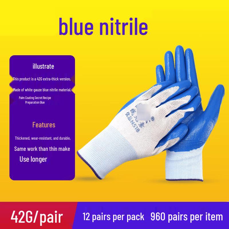 Tri-polar Nylon Nitrile Dipped Anti-Slip Oil-Resistant Work Gloves