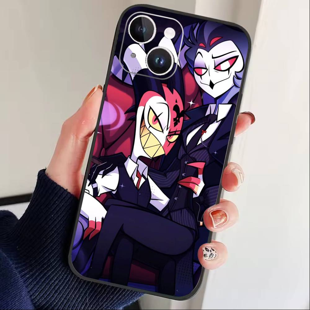 Q-Helluva Boss Phone Case For iPhone 16,15,14,13,12,17,Pro Max,Plus Silicone Black Case