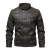 Men's leather jacket, biker-style stand-collar casual top, short windproof and cold-resistant men's leather jacket, youth jacket