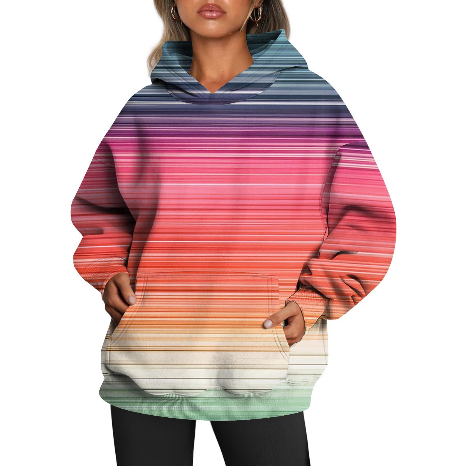 Женские толстовки с капюшоном большого размера с длинным рукавом с принтом — фото 5