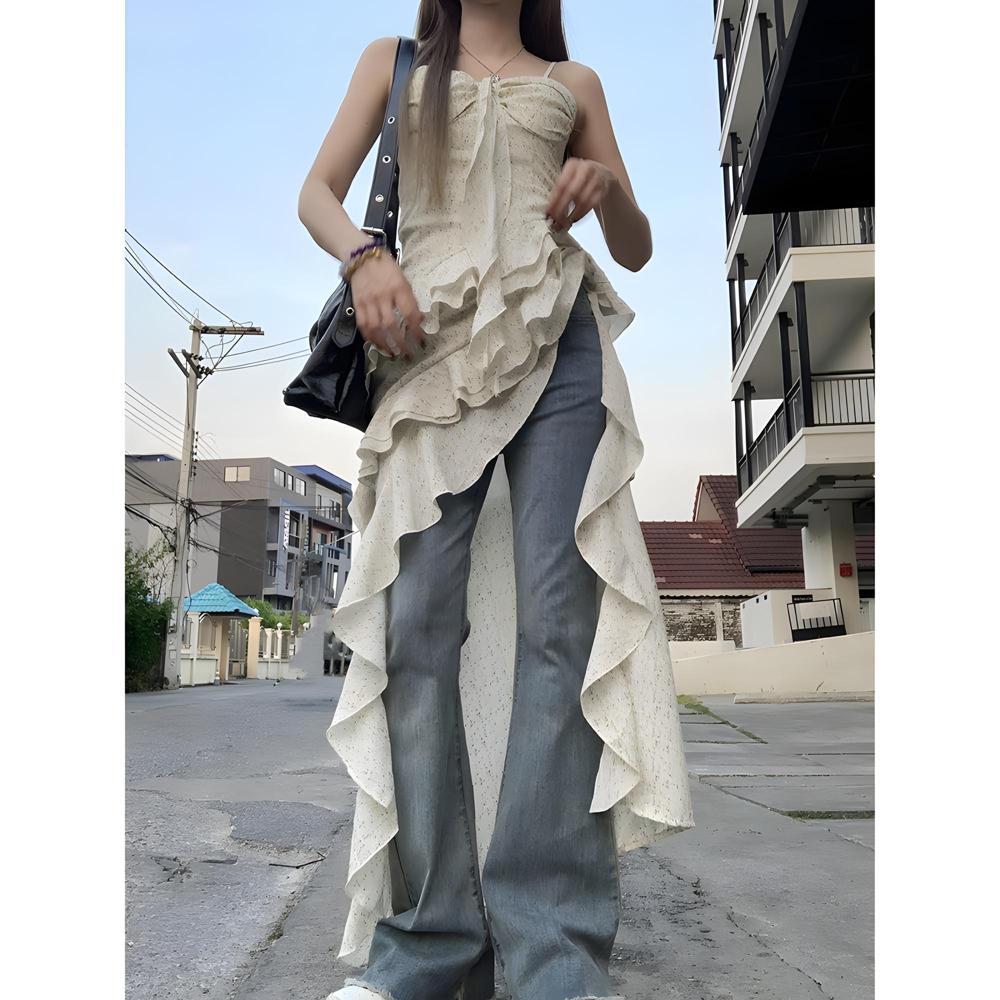 Seaside Temperament Backless Vacation Beach Dress Suspender Floral Dress Xia Chao Fairy Long Dress