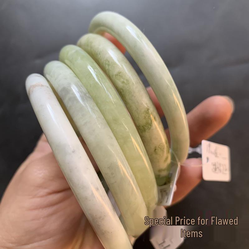 TXY19 Xiuyan Jade Frost Flower Green Grape Thin Bracelet Model 60/61