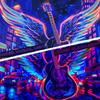 TUGCAY Blacklight Guitar Wing Tapestry UV Reactive Rock Music Tapestry Punk City Car Building Street Wall Hanging Tapestries for Bedroom Dorm Living